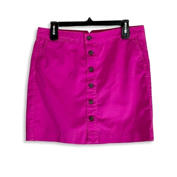 GAP Y2K Skirt Womens 4 Pink Mini Button Up Preppy Retro Pockets Stretch 32x17 - Picture 1 of 8